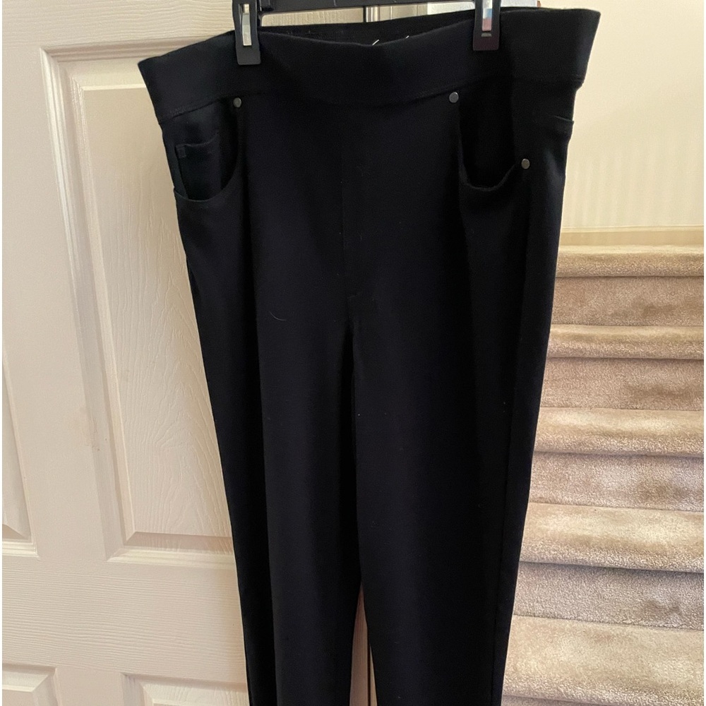 Black knit straight leg pants